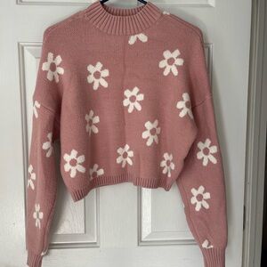 Pink flowery sweater